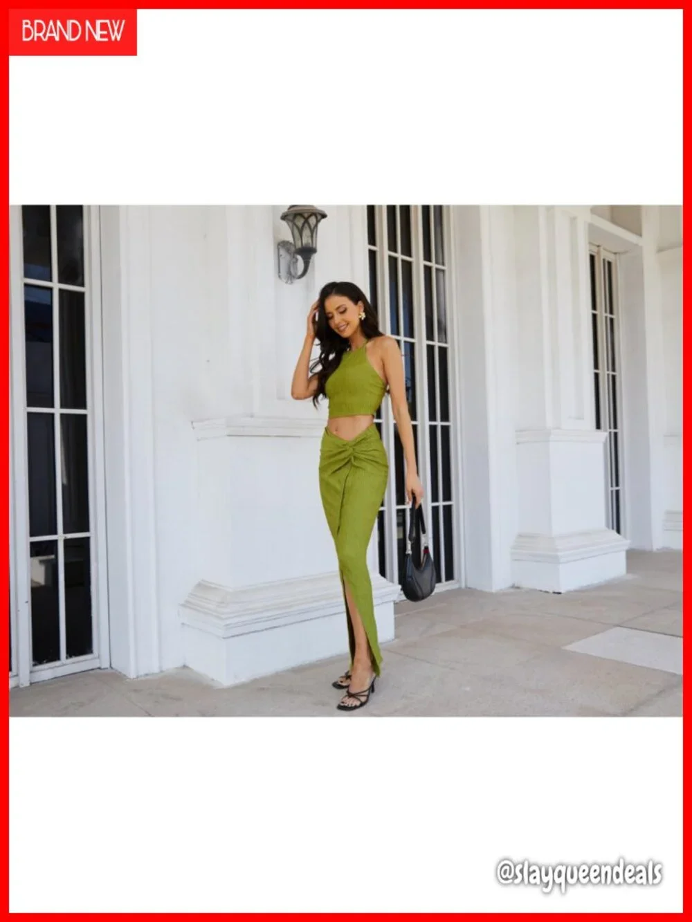 2 Piece Halter Crop Top & Maxi Skirt Set for Women Going Out